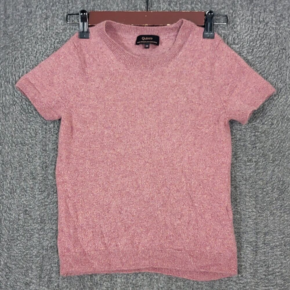Quince Sweater Girls XS Heather Shaded Rose Pink Mongolian 100% Cashmere Tee